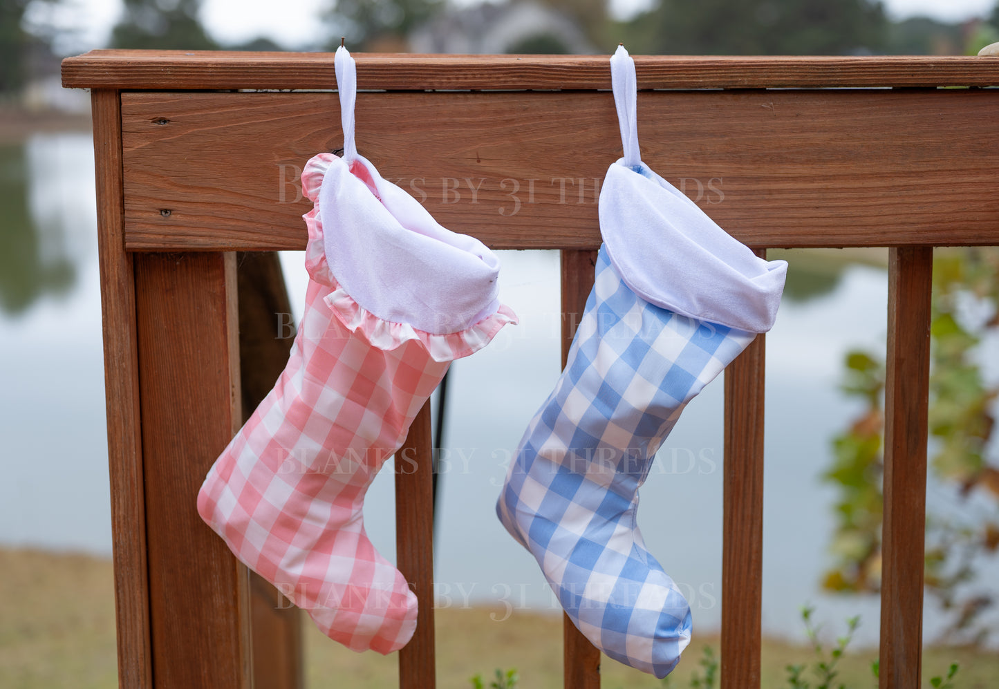 Ready to Ship Stocking - Blue Gingham