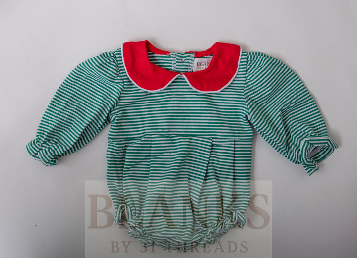 Angel Sleeve Peter Pan Bubble Greenview Stripe main image 1